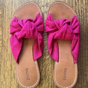 Soludos Pink and Brown Bow Sandals